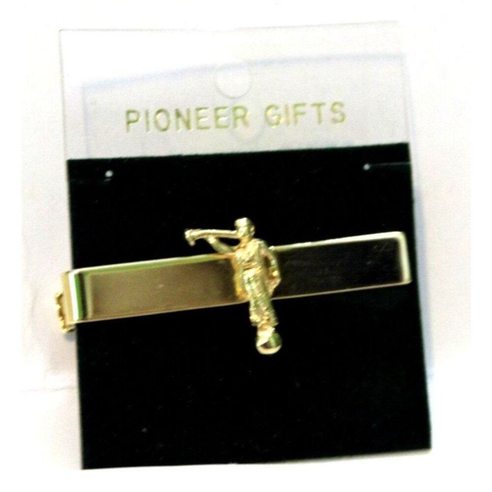 Vintage Pioneer Gifts Angel Moroni Gold Tone Tie Clip Clasp Men's LDS Mormon